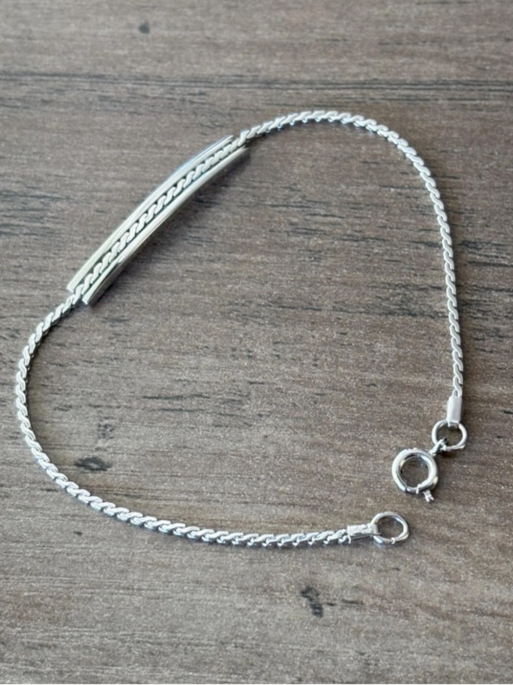 Vintage Avon Sterling-Tone Simple Bar Chain Bracelet